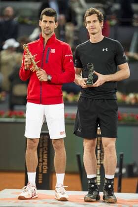 Scotch Andy Murray and Serbian Novak Djokovic during TPA Finals Mutua Madrid Open Tennis 2016 in Madrid, May 08, 2016.  (20160508164)