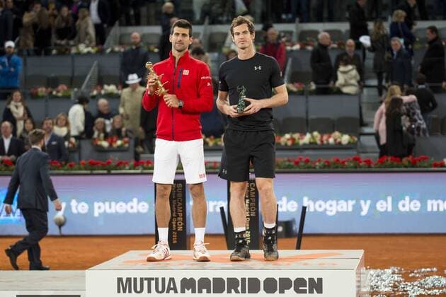 Scotch Andy Murray and Serbian Novak Djokovic during TPA Finals Mutua Madrid Open Tennis 2016 in Madrid, May 08, 2016.  (20160508161)