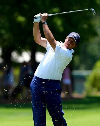 May 8, 2016 - Charlotte, NC, USA - Phil Mickelson follows through on a drive from the third fairway during the Wells Fargo Championship on Sunday, May 8, 2016, at Quail Hollow Club in Charlotte, N.C. Wells Fargo Championship - ZUMAm67_