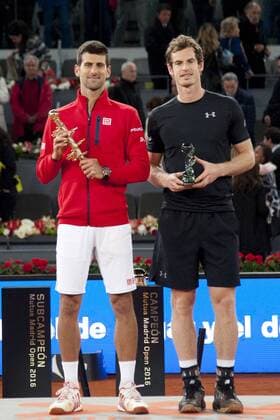Novac Djkovic und Andy Murray beim Final-Match Novak Djokovic vs Andy Murray beim Mutua Madrid Open 2016 Tennisturnier im Sportkomplex Caja Magica. Madrid, 07.05.2016  Foto:xDyDxFotografosx xFuturexImage