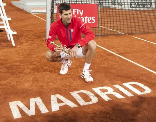 Novak Djokovic beim Final-Match Novak Djokovic vs Andy Murray beim Mutua Madrid Open 2016 Tennisturnier im Sportkomplex Caja Magica. Madrid, 07.05.2016  Foto:xDyDxFotografosx xFuturexImage