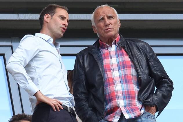 08.05.2016, xkvx, Fussball 2.Bundesliga, RB Leipzig - Karlsruher SC, emspor, v.l. Oliver Mintzlaff (Vorstandsvorsitzender Geschaefsfuehrer RB Leipzig), Dietrich Didi Mateschitz (Eigentuemer RB Leipzig) Leipzig