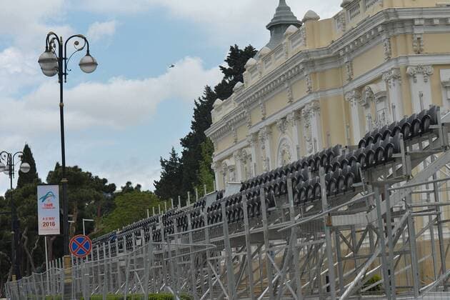 May 8, 2016 - Baku, Azerbaijan - The preparation for the Formula One competition in Baku are underway as more and more constructions are getting built in the center of the townl..The 2016 season sees Azerbaijan become the latest addition to the Formula One calendar, with capital city Baku playing host to what claims to be the fastest street circuit of the season..Baku, Azerbaijan, on Sunday, 8 May 2016. Baku prepares for the F1 in June  - ZUMAn230