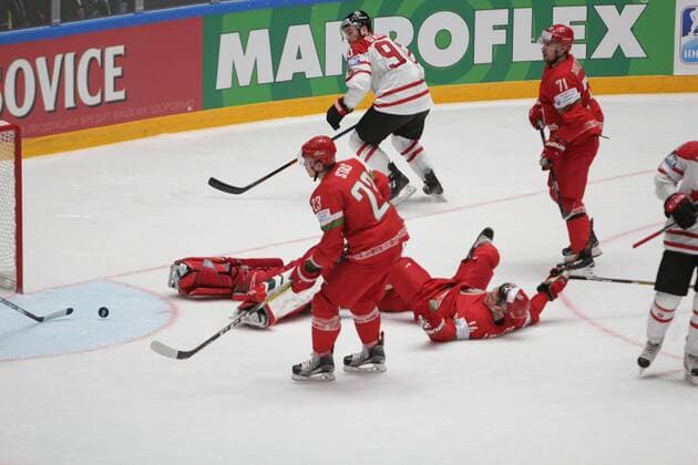 Russian Federation. St. Petersburg. World Championship WM Weltmeisterschaft in Ice hockey Eishockey Jubilee Sports Palace. Belarus - Canada. IIHF Ice Hockey World Cup 2016 Russia - Belarus v Canada. MaksimxKonstantinov 