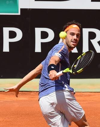 May 9, 2016 - Rome, Italy - Marco Cecchinato in action during his match against Milos Raonic- Internazionali BNL d Italia 2016 on May 09, 2016 in Rome, Italy. Internazionali BNL d Italia 2016 - Day 1  - ZUMAn230