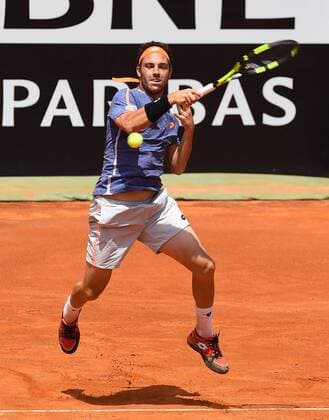 May 9, 2016 - Rome, Italy - Marco Cecchinato in action during his match against Milos Raonic- Internazionali BNL d Italia 2016 on May 09, 2016 in Rome, Italy. Internazionali BNL d Italia 2016 - Day 1  - ZUMAn230