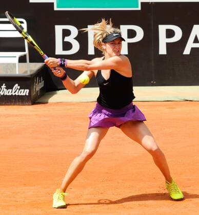 10.05.2016. Rome, Italy. BNL d Italia Tennis Tournament. Eugenie Bouchard (CAN) versus Jelena Jankovic (SRB). Eugenie Bouchard returns to Jelena Jancovic as she wins in 3 sets xactivaxfotox  ActionPlus11735400