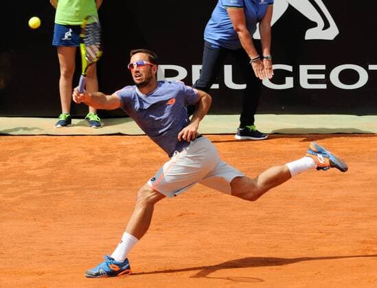 10.05.2016. Rome, Italy. BNL d Italia Tennis Tournament, Viktor Troicki (SRB) versus Kei Nishikori (JPN). Viktor Troicki (SRB) returns Nishikori won by 2-1 after being down a set. xactivaxfotox  ActionPlus11735445