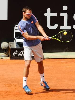 10.05.2016. Rome, Italy. BNL d Italia Tennis Tournament, Viktor Troicki (SRB) versus Kei Nishikori (JPN). Viktor Troicki (SRB) returns Nishikori won by 2-1 after being down a set. xactivaxfotox  ActionPlus11735446