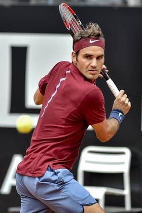 May 11, 2016 - Rome, Italy - Roger Federer of Switzerland in action during his match against Alexander Zverev of Germany on day four of the The Internazionali BNL d Italia 2016 on May 11, 2016 in Rome, Italy...Photo by Giuseppe Maffia DPI NurPhoto) The Internazionali BNL d Italia 2016 - Day Four  - ZUMAn230