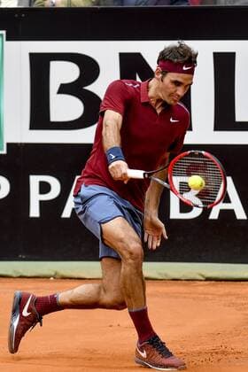 May 11, 2016 - Rome, Italy - Roger Federer of Switzerland in action during his match against Alexander Zverev of Germany on day four of the The Internazionali BNL d Italia 2016 on May 11, 2016 in Rome, Italy...Photo by Giuseppe Maffia DPI NurPhoto) The Internazionali BNL d Italia 2016 - Day Four  - ZUMAn230