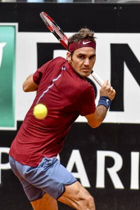 May 11, 2016 - Rome, Italy - Roger Federer of Switzerland in action during his match against Alexander Zverev of Germany on day four of the The Internazionali BNL d Italia 2016 on May 11, 2016 in Rome, Italy...Photo by Giuseppe Maffia DPI NurPhoto) The Internazionali BNL d Italia 2016 - Day Four  - ZUMAn230