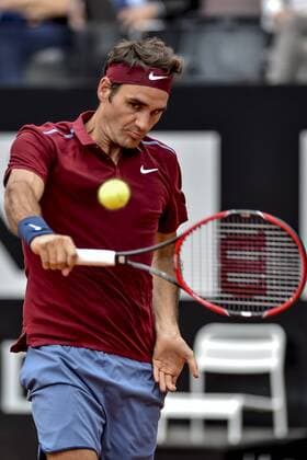 May 11, 2016 - Rome, Italy - Roger Federer of Switzerland in action during his match against Alexander Zverev of Germany on day four of the The Internazionali BNL d Italia 2016 on May 11, 2016 in Rome, Italy...Photo by Giuseppe Maffia DPI NurPhoto) The Internazionali BNL d Italia 2016 - Day Four  - ZUMAn230
