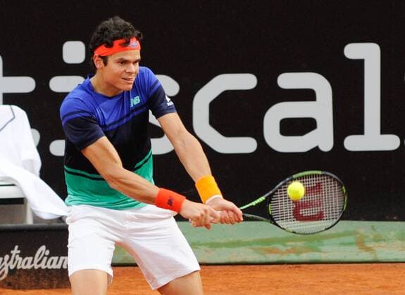 11.05.2016. Rome, Italy. BNL d Italia Tennis Tournament. Milos Raonic (CAN) versus Nick Kyrgios (AUS). Milos Raonic returns to Nick Kyrgios xactivaxfotox  ActionPlus11735812