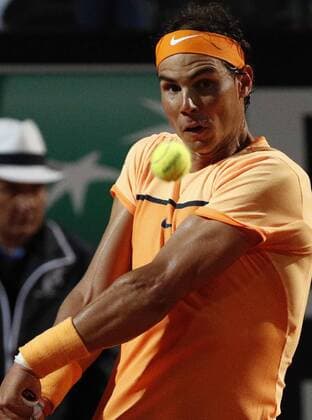 Italy: Tennis BNL Rome 2016 Rafael Nadal of Spain returns the ball during second round match of the Italian Open tennis BNL2016 tournament against Philipp Kohlschreiber of Germany at the Foro Italico.  CiroxDexLuca