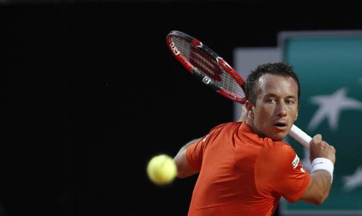 Italy: Open Tennis Tournament - Wednesday May 11 Germany s Philipp Kohlschreiber returns the ball to Spain s Rafael Nadal during the Italian Open tennis tournament.  IsabellaxBonotto