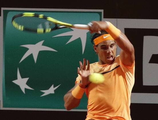 Italy: Tennis BNL Rome 2016 Rafael Nadal of Spain returns the ball during second round match of the Italian Open tennis BNL2016 tournament against Philipp Kohlschreiber of Germany at the Foro Italico.  CiroxDexLuca