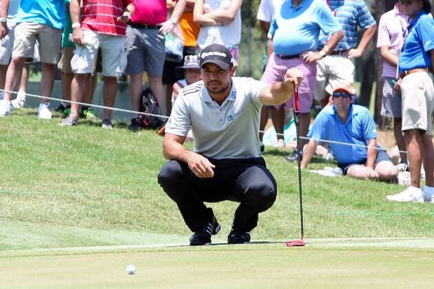 May 12, 2016 - Ponte Vedra Beach, Florida, United States - Jason Day lines up a putt on the 7th green during the first round of The PLAYERS Championship at TPC Sawgrass. The PLAYERS Championship - Round 1 - ZUMAw109