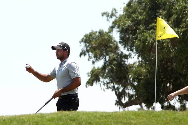 May 12, 2016 - Ponte Vedra Beach, Florida, United States - Jason Day waves to the crowd after putting the 9th green during the first round of The PLAYERS Championship at TPC Sawgrass. The PLAYERS Championship - Round 1 - ZUMAw109