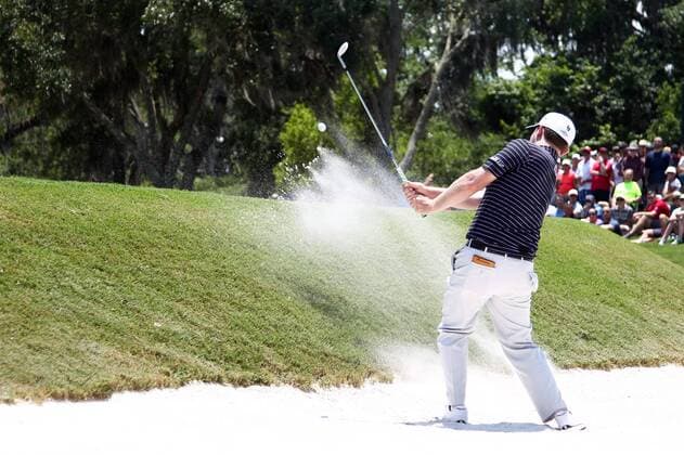 May 12, 2016 - Ponte Vedra Beach, Florida, United States - Branden Grace hits out of a bunker on the 9th green during the first round of The PLAYERS Championship at TPC Sawgrass. The PLAYERS Championship - Round 1 - ZUMAw109