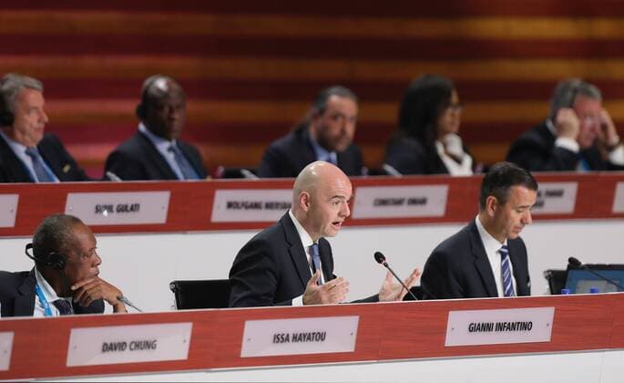 FIFA president, Swiss Gianni Infantino (C), delivers a speech during the second day of 66th FIFA Congress in Mexico City, Mexico, 13 May 2016. FIFA congress runs from 12 to 13 May 2016 EFE Jose Mendez 66th FIFA Congress in Mexico City !ACHTUNG: NUR REDAKTIONELLE NUTZUNG!  MEX52 20160513-635987580722161204