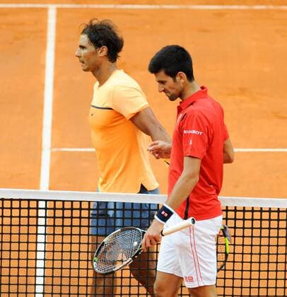 13.05.2016. Rome, Italy. BNL d Italia tennis tournament. Novac Djokovic (SRB) versus Rafael Nadal (ESP), mens quarter-final singles. Novak Djokovic as he beat Nadal by 7-5 7-6 (7-4). xactivaxfotox  ActionPlus11736653
