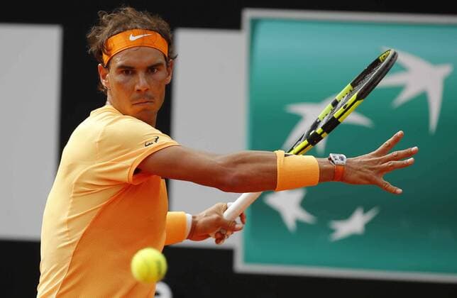 Italy: Tennis ATP Tennis Herren in Rome Rafael Nadal of Spain quarter-final match of the Italian Open tennis BNL2016 tournament against Novak Djokovic at the Foro Italico in Rome.  CiroxdexLuca