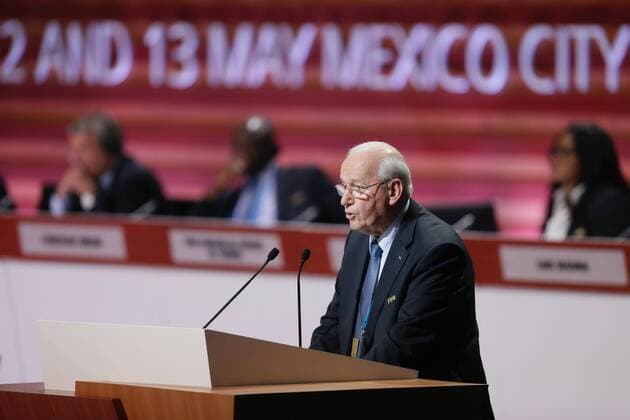 FIFA council member Senes Erzik delivers a speech during the second day of 66th FIFA Congress in Mexico City, Mexico, 13 May 2016. FIFA congress runs from 12 to 13 May 2016. 66th FIFA Congress in Mexico City !ACHTUNG: NUR REDAKTIONELLE NUTZUNG!  MEX50 20160513-635987725413842340