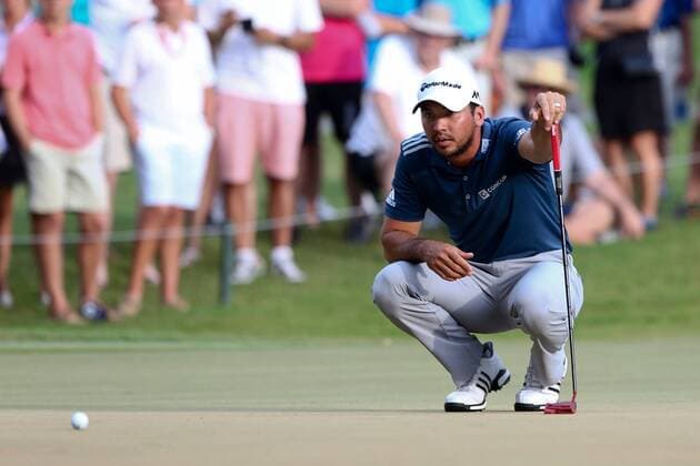 Golf, The Players Championship in Ponte Vedra Beach May 13, 2016 - Ponte Vedra Beach, Florida, United States - Jason Day lines up a putt on the 10th green during the second round of The PLAYERS Championship at TPC Sawgrass. Golf 2016 - The PLAYERS Championship - Round 2 - ZUMAw109