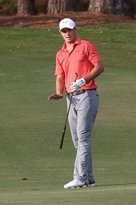 Golf, The Players Championship in Ponte Vedra Beach May 13, 2016 - Ponte Vedra Beach, Florida, United States - Jordan Spieth reacts to a shot on the 11th hole during the second round of The PLAYERS Championship at TPC Sawgrass. Golf 2016 - The PLAYERS Championship - Round 2 - ZUMAw109
