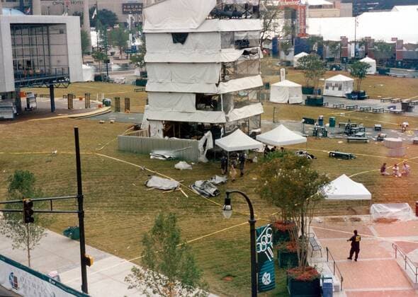 Olympische Spiele Atlanta 1996: Der Centennial Park nach dem Bombenanschlag