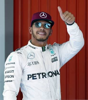 British Formula One driver Lewis Hamilton, of Mercedes, celebrates after winning the pole position in qualification session at the Barcelona-Catalunya circuit in Montmelo at Barcelona, Spain, on 14 May 2016. The Spanish Formula One Grand Prix will take place on 15 May 2016. SPANISH GRAND PRIX !ACHTUNG: NUR REDAKTIONELLE NUTZUNG!  GRA192 20160514-635988372426816552