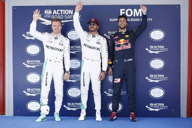 Motorsports: FIA Formula One World Championship WM Weltmeisterschaft 2016, Race in Barcelona, 6 Nico Rosberg (GER, Mercedes AMG Petronas F1 Team), 44 Lewis Hamilton (GBR, Mercedes AMG Petronas F1 Team), 3 Daniel Ricciardo (AUS, Red Bull Racing), xHOCHxZWEIx