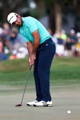 May 14, 2016 - Ponte Vedra Beach, Florida, United States - Jason Day putts the 18th green during the third round of The PLAYERS Championship at TPC Sawgrass. Golf 2016 - The PLAYERS Championship - Round 3 - ZUMAw109