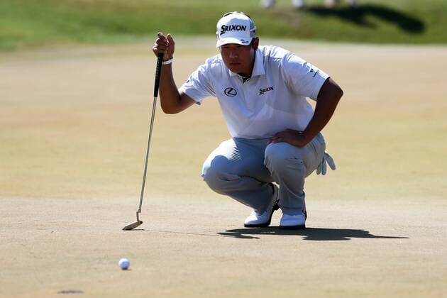 May 14, 2016 - Ponte Vedra Beach, Florida, United States - Hideki Matsuyama lines up a putt on to the 15th green during the third round of The PLAYERS Championship at TPC Sawgrass. Golf 2016 - The PLAYERS Championship - Round 3 - ZUMAw109