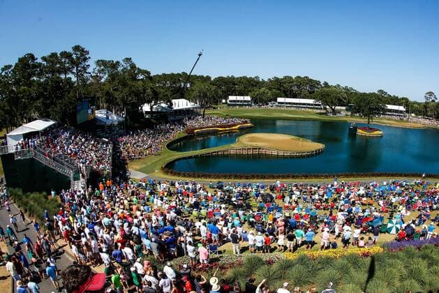 May 14, 2016: A general view of the 17th hole Island Green during the third round of THE PLAYERS Championship at TPC Sawgrass in Ponte Vedra Beach, Fl. (Photo by David Rosenblum Icon Sportswire) GOLF: MAY 14 PGA Golf Herren - THE PLAYERS Championship - Third Round Icon1605142833 EDITORIAL USE ONLY