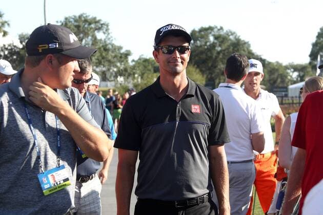 May 14, 2016 - Ponte Vedra Beach, Florida, United States - Adam Scott speaks to the media after the third round of The PLAYERS Championship at TPC Sawgrass. Golf 2016 - The PLAYERS Championship - Round 3 - ZUMAw109