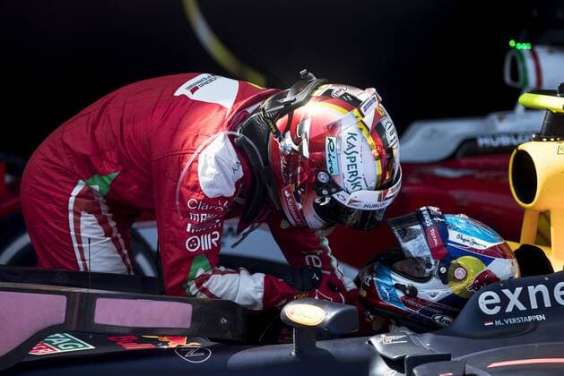 Formel 1, GP von Spanien, Sieger Max Verstappen May 13rd, 14th and 15th, 2016 - Barcelona, Spain - 05 Sebastian Vettel (Germany) - Scuderia Ferrari congratulating 33 Max Verstappen (Nederland) - Red Bull Racing during the Formula One Spanish Grand Prix at Circuit de Barcelona - Catalunya. Barcelona, May 13rd, 14th and 15th, 2016. (Photo: Xavi Bonilla Cordon Press)  xXavixBonillax xx