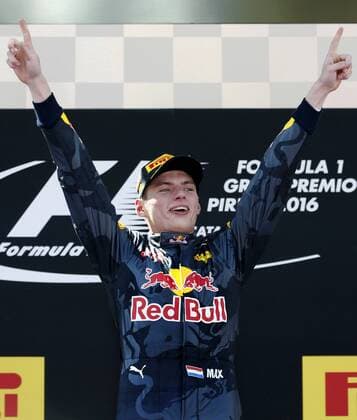 Formel 1, GP von Spanien, Sieger Max Verstappen Dutch Formula One driver Max Verstappen (R), Red Bull, celebrates his victory at the Spanish Formula One Grand Prix at the Barcelona-Catalunya circuit in Barcelona, northeastern Spain, on 15 May 2016. Verstappen has become the youngest driver ever to win a Formula One GP race at the age of 18 years, 7 months and 15 days. SPANISH GRAND PRIX !ACHTUNG: NUR REDAKTIONELLE NUTZUNG!  20160515-635989269545263701