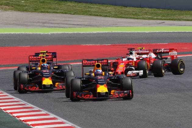 Spanish Grand Prix, Barcelona 12 - 15 May 2016 15.05.2016- Race 2, Daniel Ricciardo (AUS) Red Bull Racing RB12 leads Max Verstappen (NED) Red Bull Racing RB12 