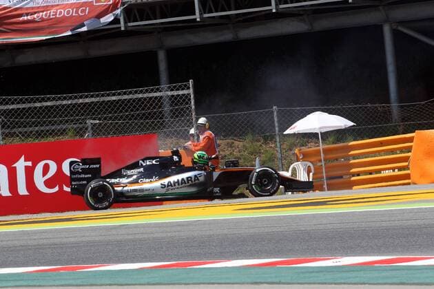 Formel 1, GP von Spanien, Ausfall von Nico Hülkenberg Spanish Grand Prix, Barcelona 12 - 15 May 2016 15.05.2016- Race 2, Nico Hulkenberg (GER) Sahara Force India F1 VJM09 retires from the race 