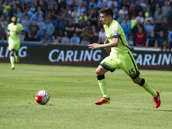 Football - 2015 2016 Premier League - Swansea City vs. Manchester City Manchester City midfielder Jesus Navas attacks at the Liberty Stadium. COLORSPORT WINSTON BYNORTH 
