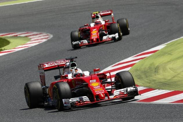 Motorsports: FIA Formula One World Championship WM Weltmeisterschaft 2016, Race in Barcelona, 5 Sebastian Vettel (GER, Scuderia Ferrari), 7 Kimi Raikkonen (FIN, Scuderia Ferrari), xHOCHxZWEIx