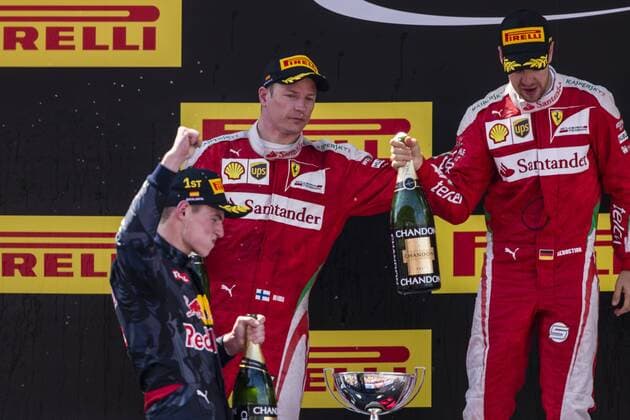 SPAIN - May,15th: Max Verstappen, team Red Bull, Kimi Raikkonen, team Ferrari and Sebastian Vettel, team Ferrari on the podium during the race of the Spanish Grand Prix of Formula One, celebrated at Barcelona-Catalonia ciruit on 15th May 2016 in Barcelona, Spain. (Credit: Mikel Trigueros Urbanandsport Cordon Press) --------------------------------------------- SPAIN - Mayo,15: Max Verstappen, team Red Bull, Kimi Raikkonen, team Ferrari y Sebastian Vettel, team Ferrari en el podium durante la carrera del Gran Premio de Espana de Formula Uno celebrada en el circuito de Barcelona-Cataluna, el 15 de Mayo del 2016 en Barcelona, Espa?a. (Foto: Mikel Trigueros Urbanandsport Cordon Press) xMikelxTriguerosx xSPAINx-xGP-FORMULA-ONE-F1x-xx-x2015 16x