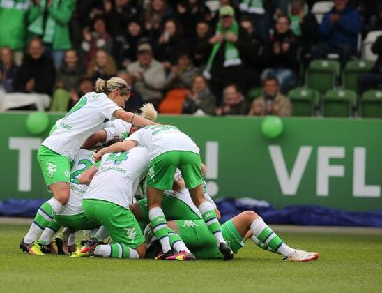 Championsleague geschafft, Jubeltraube Wolfsburg