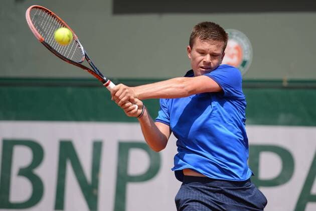 May 16, 2016 - Paris, France - STEFAN KOZLOV of the United States in action during his match vs. G. Zemlja in the qualifying tournament for the French Open. Tennis 2016 - French Open Qualifying Tournament - Day 1 - ZUMAl132