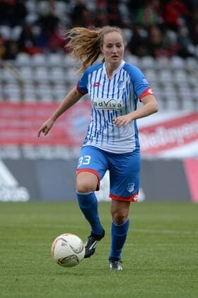 v.li.: Fabienne Dongus (Hoffenheim, 33) Freisteller, Einzelbild, Aktion, Action , Fussball, Allianz Frauen-Bundesliga, FC Bayern München - TSG 1899 Hoffenheim, xslx
