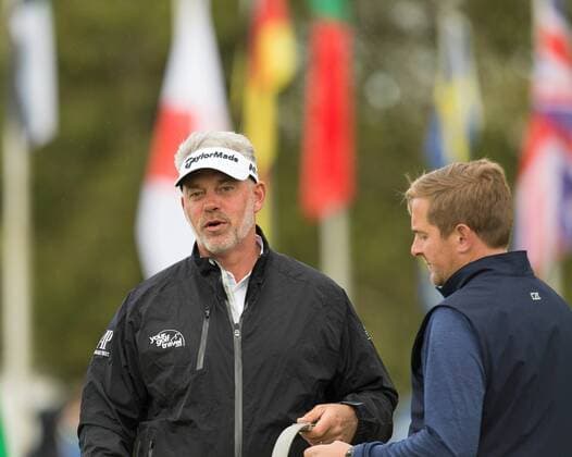 18.05.2016. The K Club, Straffan, Co. Kildare, Ireland. Dubai Duty Free Irish Open Golf Championship Pro-AM. Darren Clarke on the practice green. xPeterxFitzpatrickx  ActionPlus11738303