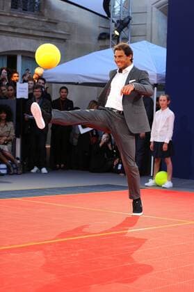 Rafael Nadal (ESP) Gregory Van Der Wiel (NED) TENNIS : Nadal vs Van Der Wiel - Tommy Hilfiger - 18 05 16 TennisMagazine Panoramic 