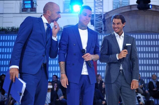 Rafael Nadal (ESP) Gregory Van Der Wiel (NED) Jerome Alonzo (FRA) TENNIS : Nadal vs Van Der Wiel - Tommy Hilfiger - 18 05 16 TennisMagazine Panoramic 